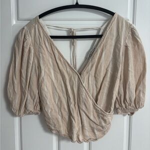 Abercrombie & Fitch Cream Striped Linen Shirt